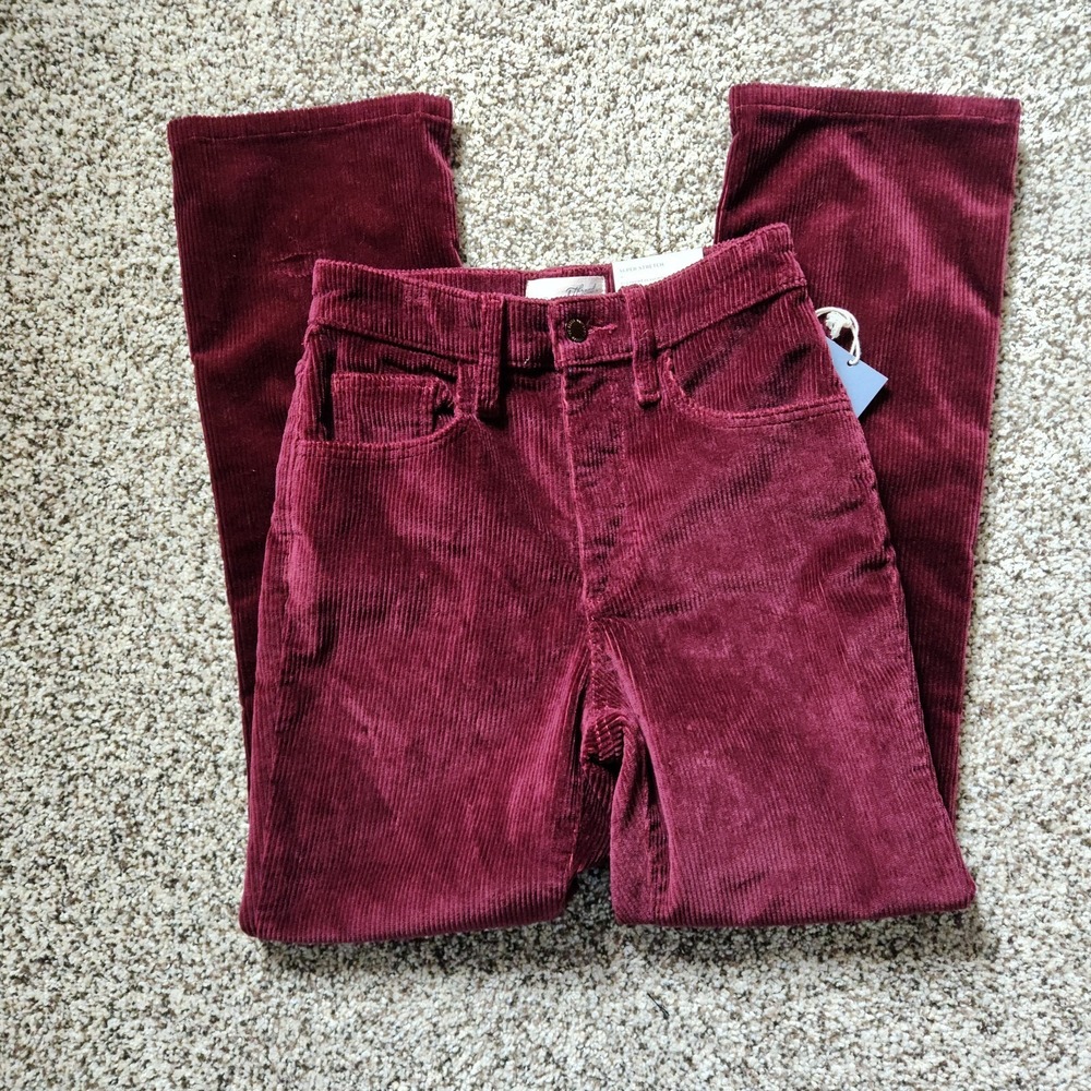 Universal Thread Ankle Bootcut Corduroy Pants size 00 Burgundy Stretch New NWT - Picture 4 of 8